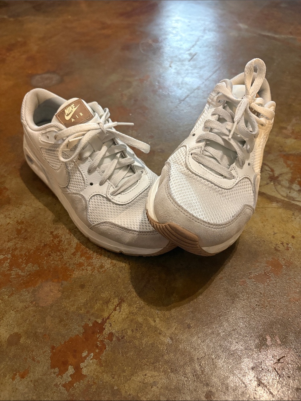 Nike Women's White Sneakers with Tan Accents